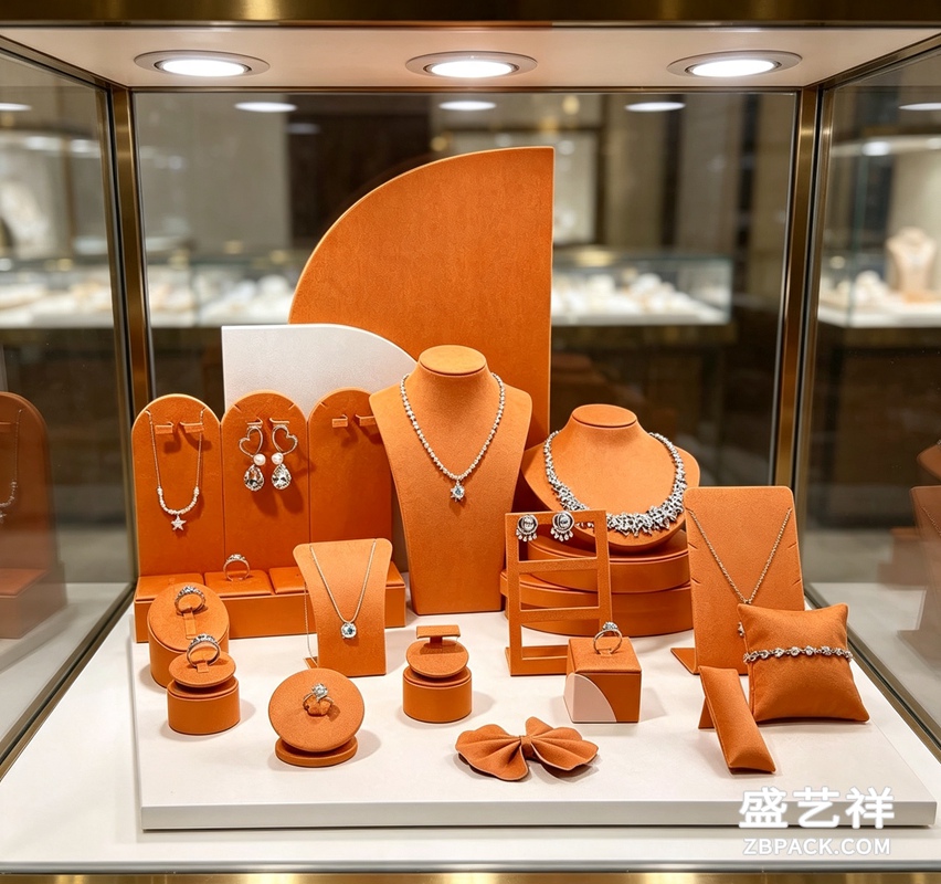 橙色珠宝橱窗陈列摆台CC2 | Orange Jewelry Window Display Stand CC2