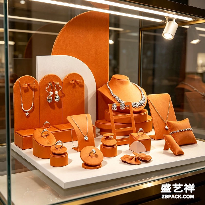 橙色珠宝橱窗陈列摆台CC2 | Orange Jewelry Window Display Stand CC2 - 细节图3
