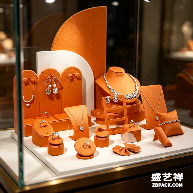 橙色珠宝橱窗陈列摆台CC2 | Orange Jewelry Window Display Stand CC2 - 细节图4