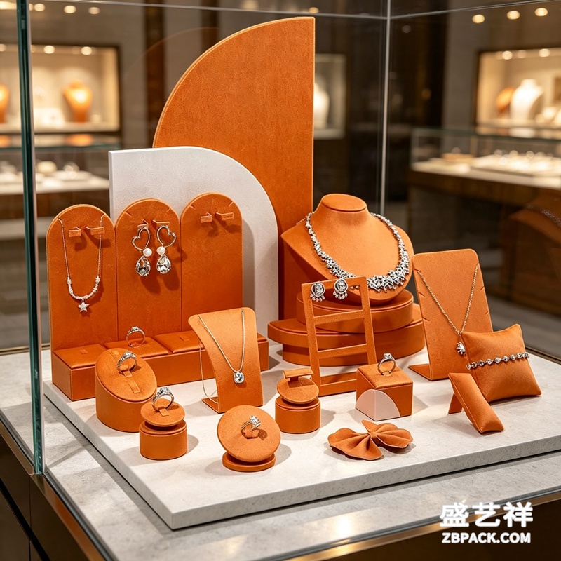橙色珠宝橱窗陈列摆台CC2 | Orange Jewelry Window Display Stand CC2 - 细节图2