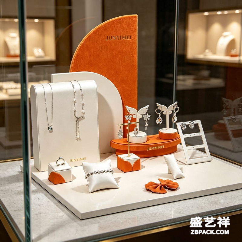橙白拼色珠宝展示套装CC3 | Orange and White Colorblock Jewelry Display Set CC3 - 细节图2
