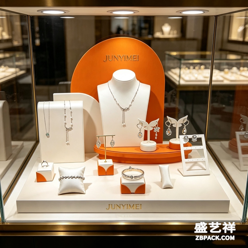 橙白拼色珠宝展示套装CC3 | Orange and White Colorblock Jewelry Display Set CC3