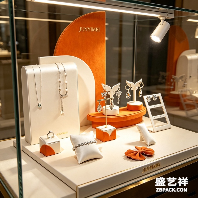 橙白拼色珠宝展示套装CC3 | Orange and White Colorblock Jewelry Display Set CC3 - 细节图3