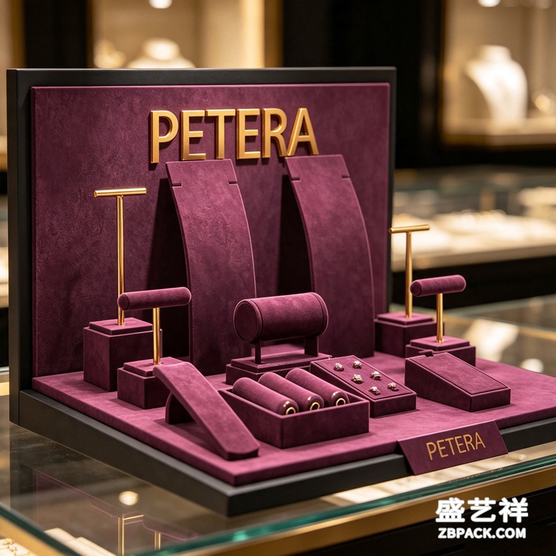 紫绒金色珠宝展示套装CC4 | Purple Velvet & Gold Jewelry Display Set CC4 - 细节图4