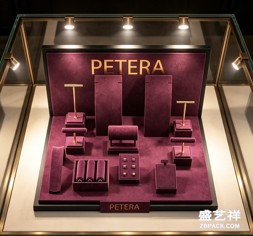 紫绒金色珠宝展示套装CC4 | Purple Velvet & Gold Jewelry Display Set CC4