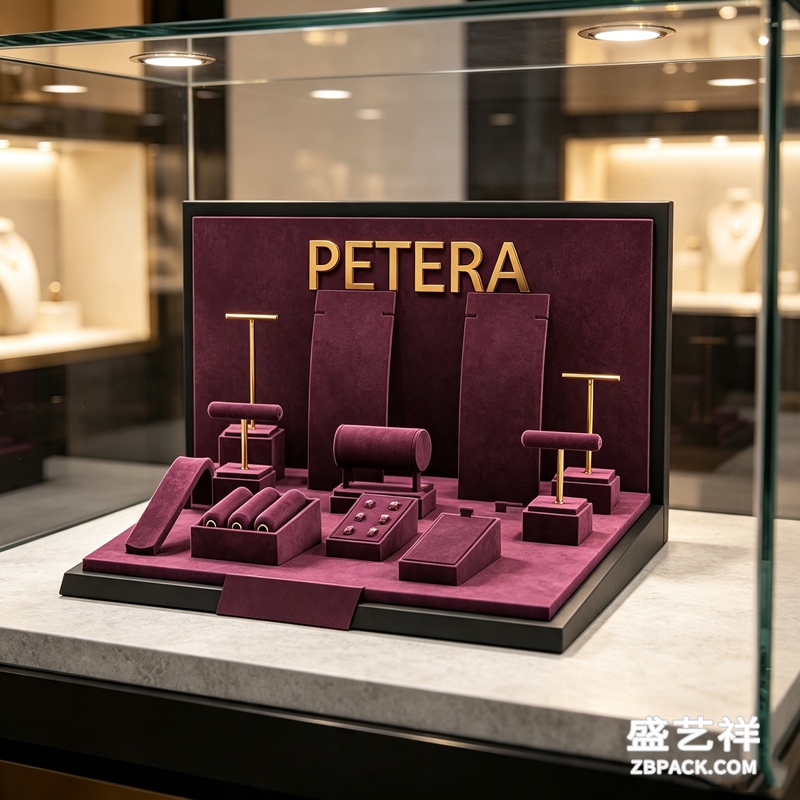 紫绒金色珠宝展示套装CC4 | Purple Velvet & Gold Jewelry Display Set CC4 - 细节图2