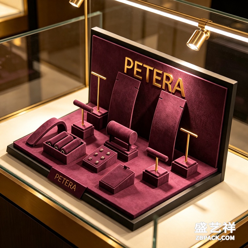 紫绒金色珠宝展示套装CC4 | Purple Velvet & Gold Jewelry Display Set CC4 - 细节图3