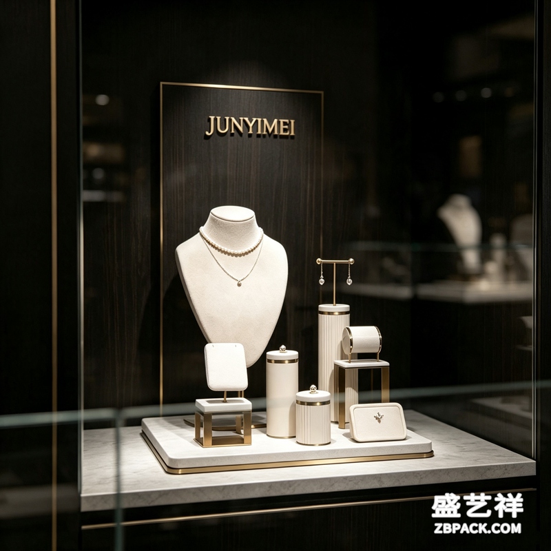米白大理石纹珠宝展示套装CC7 | Beige Marble-Effect Jewelry Display Set CC7 - 细节图4
