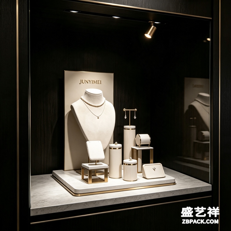 米白大理石纹珠宝展示套装CC7 | Beige Marble-Effect Jewelry Display Set CC7