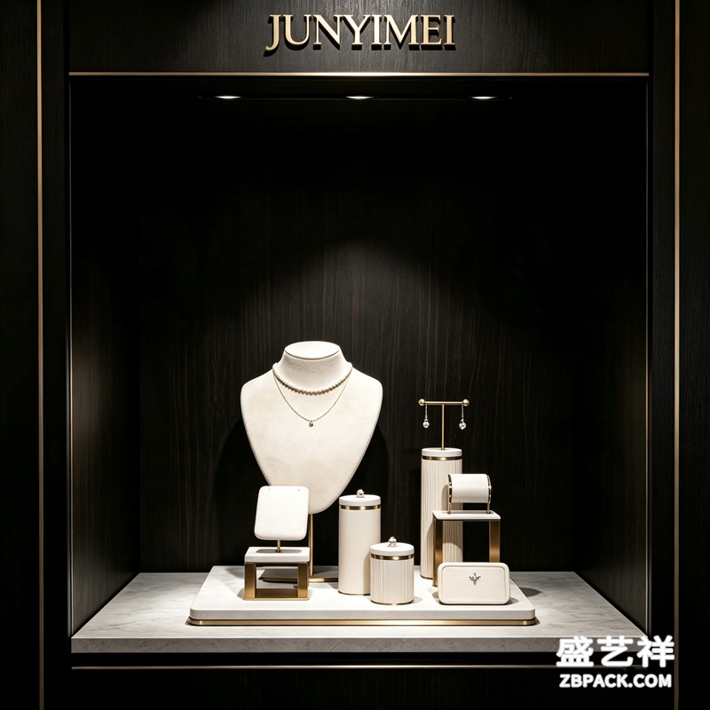 米白大理石纹珠宝展示套装CC7 | Beige Marble-Effect Jewelry Display Set CC7 - 细节图2