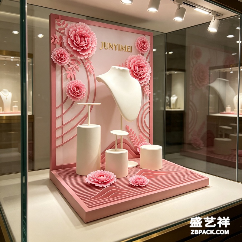 粉花浮雕珠宝展示套装CC8 | Pink Floral Relief Jewelry Display Set CC8 - 细节图2