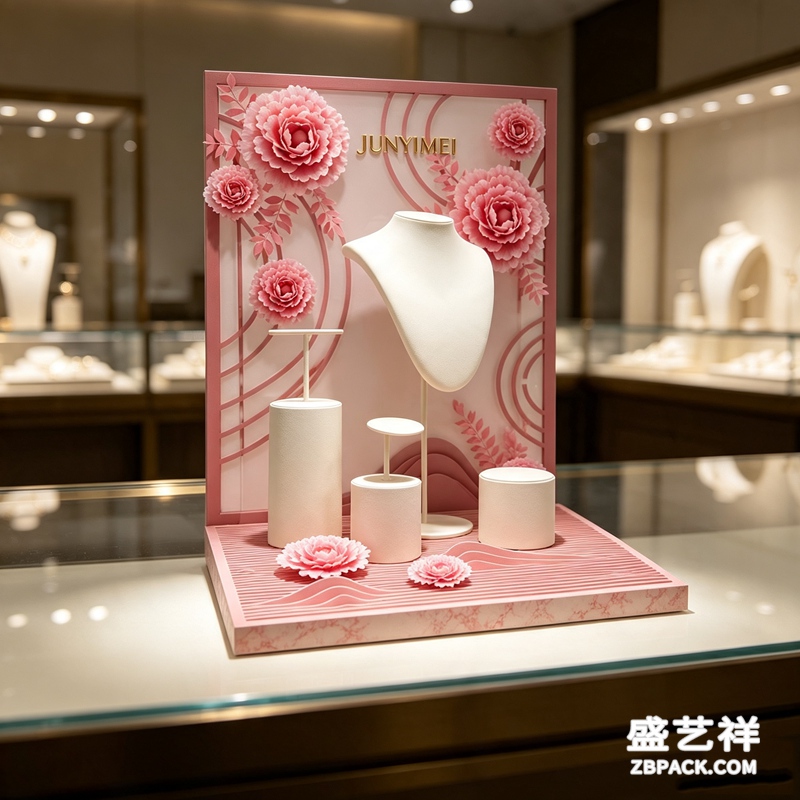 粉花浮雕珠宝展示套装CC8 | Pink Floral Relief Jewelry Display Set CC8 - 细节图3