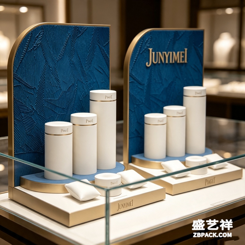 产品名称 蓝纹金边珠宝展示套装CC9 | Blue Textured & Gold Trim Jewelry Display Set CC9 - 细节图4