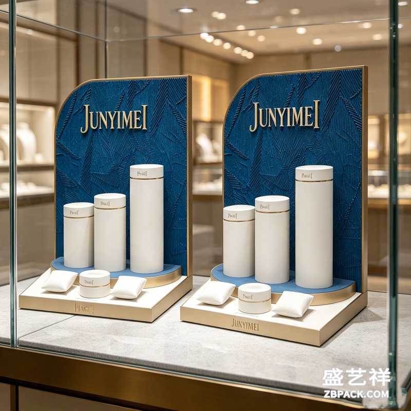 产品名称 蓝纹金边珠宝展示套装CC9 | Blue Textured & Gold Trim Jewelry Display Set CC9 - 细节图2