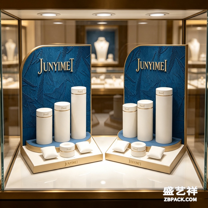 产品名称 蓝纹金边珠宝展示套装CC9 | Blue Textured & Gold Trim Jewelry Display Set CC9 - 细节图3