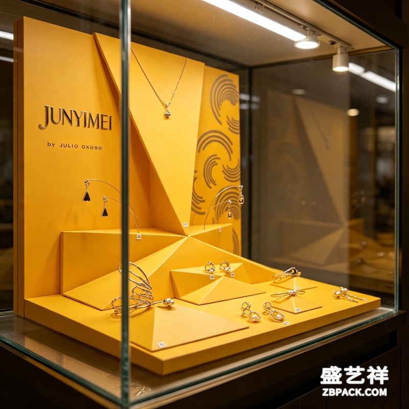 明黄几何纹珠宝橱窗展示套装CC10 | Bright Yellow Geometric Jewelry Display Set CC10 - 细节图2