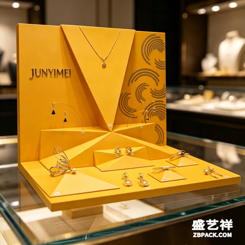 明黄几何纹珠宝橱窗展示套装CC10 | Bright Yellow Geometric Jewelry Display Set CC10 - 细节图4
