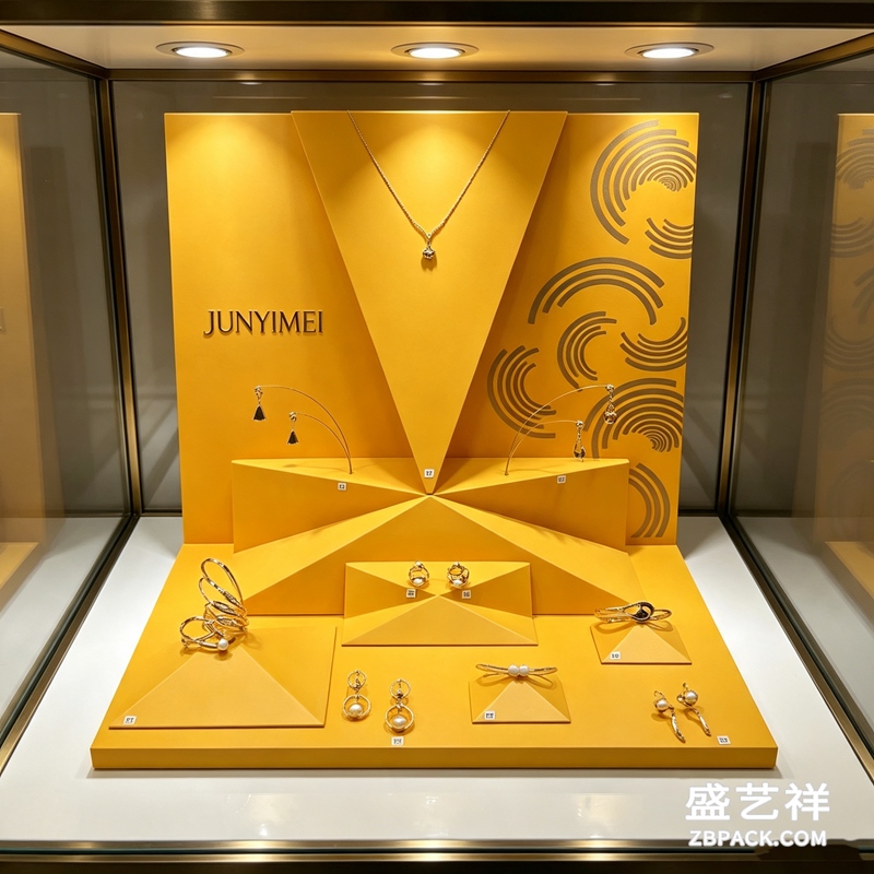 明黄几何纹珠宝橱窗展示套装CC10 | Bright Yellow Geometric Jewelry Display Set CC10 - 细节图3