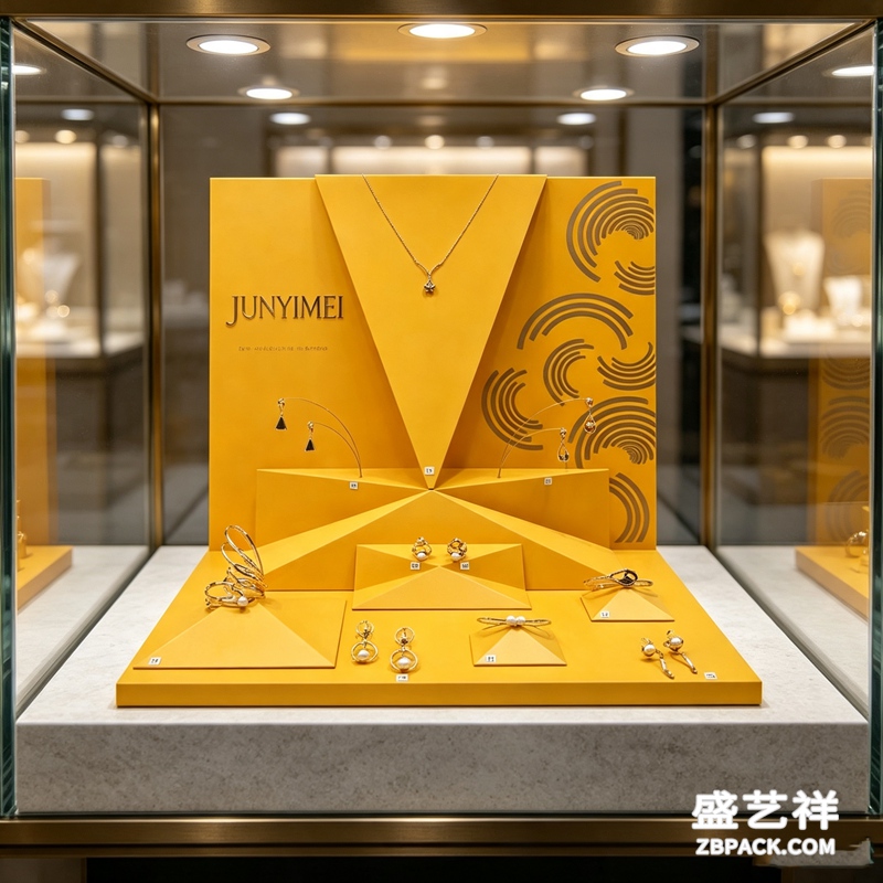 明黄几何纹珠宝橱窗展示套装CC10 | Bright Yellow Geometric Jewelry Display Set CC10