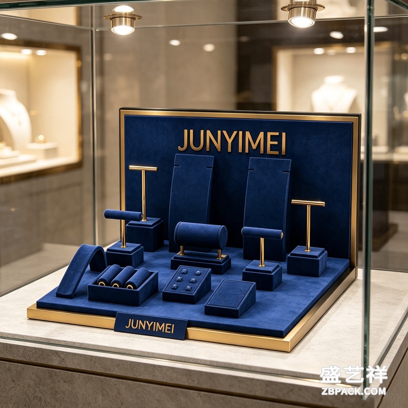 深蓝绒面珠宝展示套装CC17 | Deep Blue Velvet Jewelry Display Set CC17 - 细节图2
