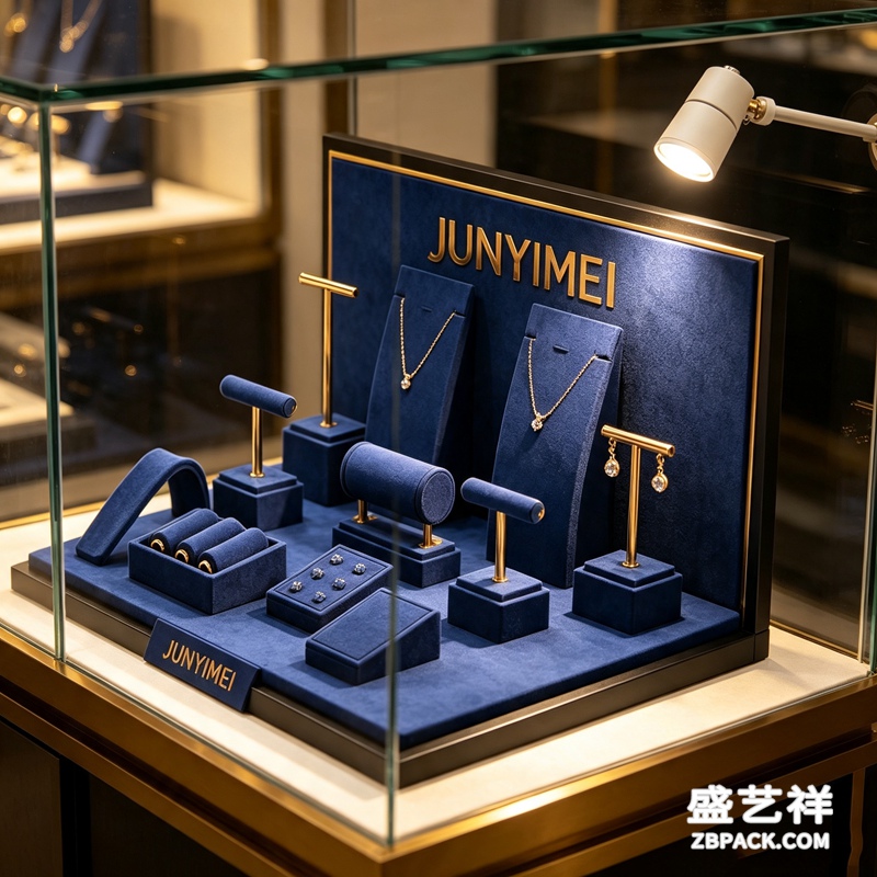 深蓝绒面珠宝展示套装CC17 | Deep Blue Velvet Jewelry Display Set CC17 - 细节图3