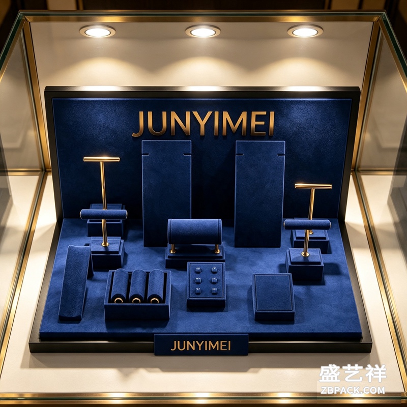 深蓝绒面珠宝展示套装CC17 | Deep Blue Velvet Jewelry Display Set CC17
