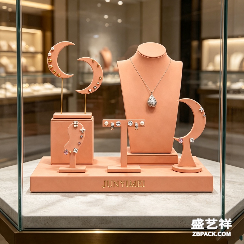 粉橙月亮造型珠宝展示套装CC18 | Peach Moon-Shaped Jewelry Display Set CC18 - 细节图2
