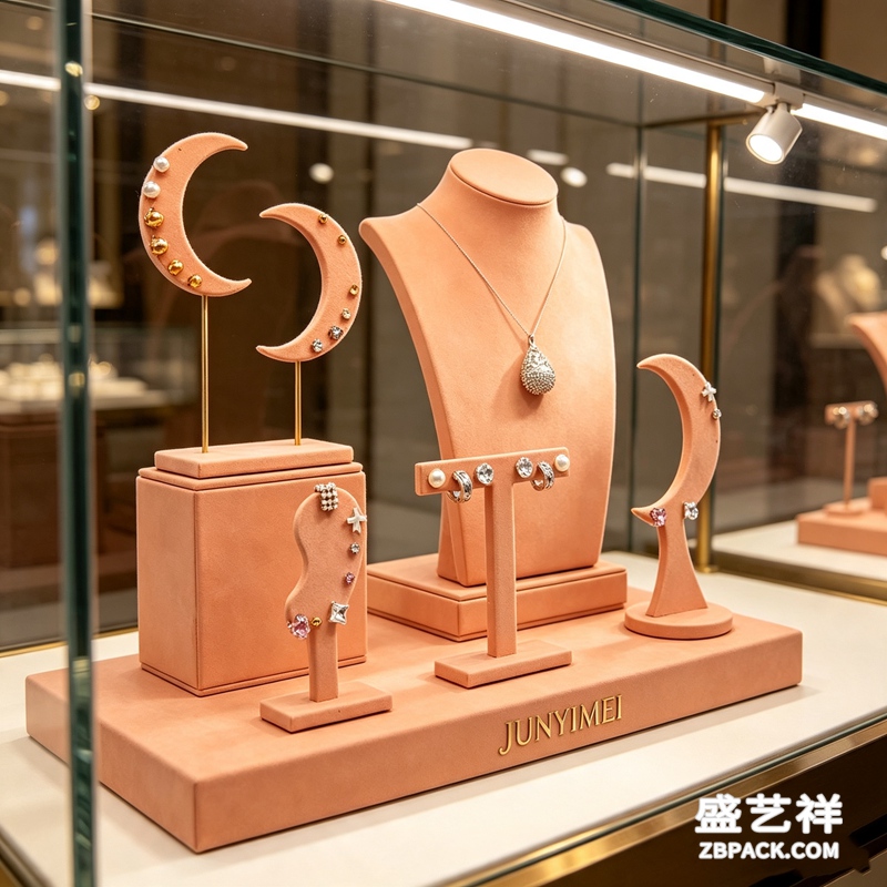 粉橙月亮造型珠宝展示套装CC18 | Peach Moon-Shaped Jewelry Display Set CC18 - 细节图3