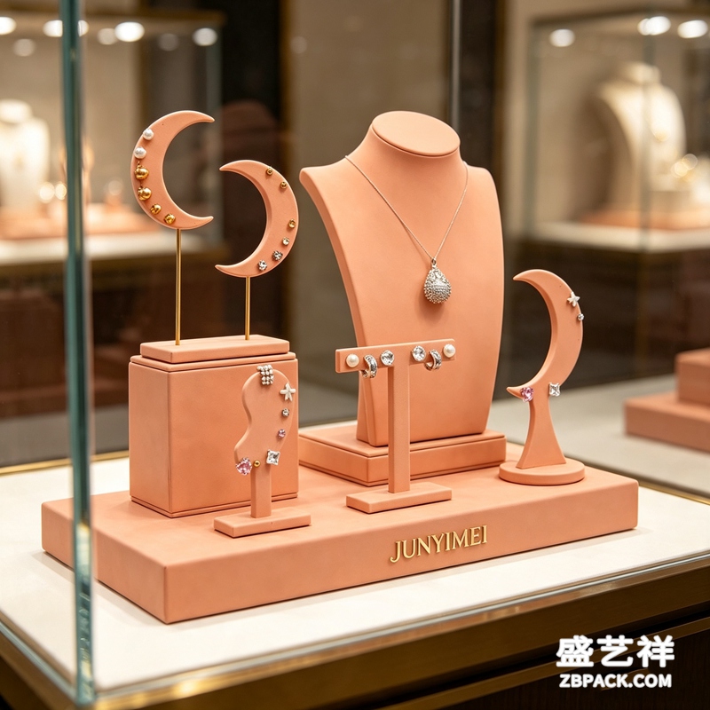 粉橙月亮造型珠宝展示套装CC18 | Peach Moon-Shaped Jewelry Display Set CC18 - 细节图4