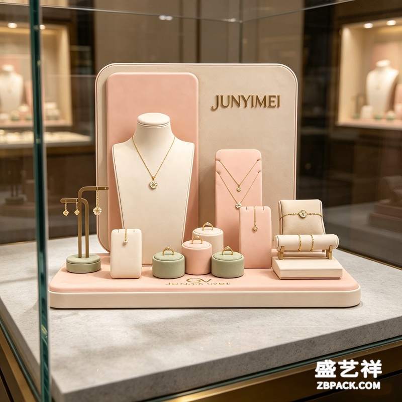 粉白绒面珠宝展示套装CC20 | Pink & White Velvet Jewelry Display Set CC20 - 细节图4