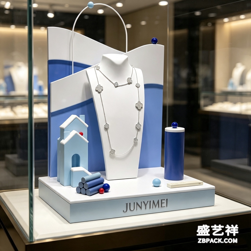 蓝白几何风珠宝展示套装CC24 | Blue & White Geometric Jewelry Display Set CC24 - 细节图4