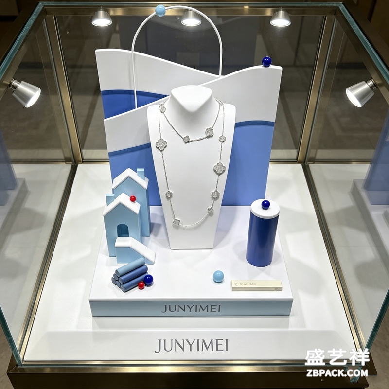 蓝白几何风珠宝展示套装CC24 | Blue & White Geometric Jewelry Display Set CC24 - 细节图3