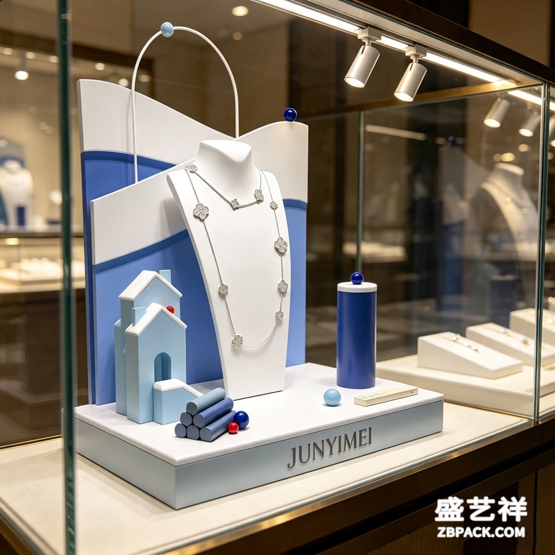 蓝白几何风珠宝展示套装CC24 | Blue & White Geometric Jewelry Display Set CC24 - 细节图2