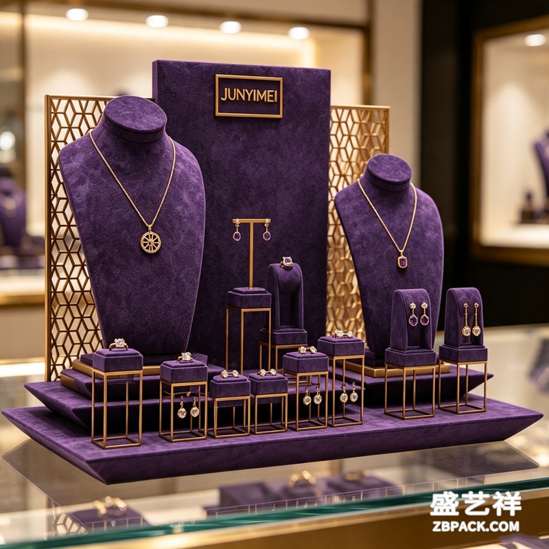 紫绒金框珠宝展示套装CC26 | Purple Velvet & Gold Frame Jewelry Display Set CC26 - 细节图4