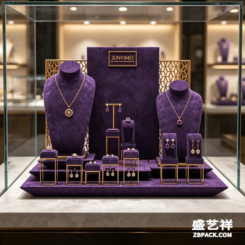 紫绒金框珠宝展示套装CC26 | Purple Velvet & Gold Frame Jewelry Display Set CC26 - 细节图2