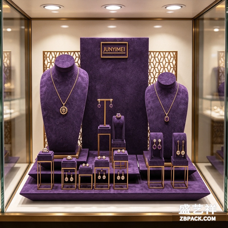 紫绒金框珠宝展示套装CC26 | Purple Velvet & Gold Frame Jewelry Display Set CC26