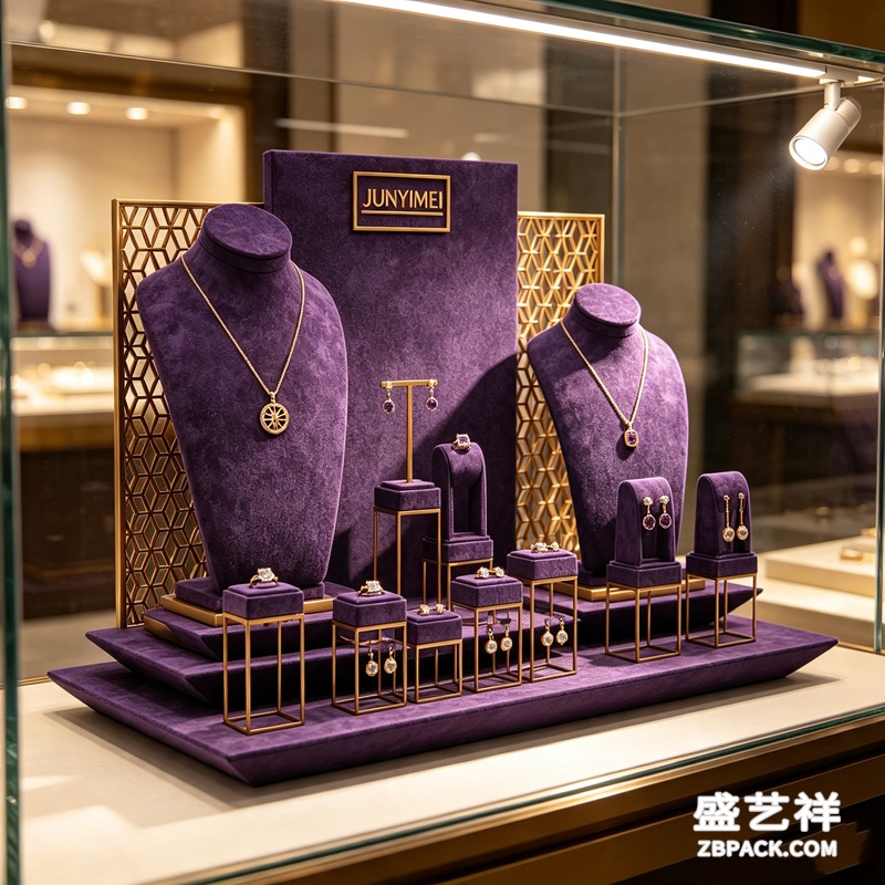 紫绒金框珠宝展示套装CC26 | Purple Velvet & Gold Frame Jewelry Display Set CC26 - 细节图3