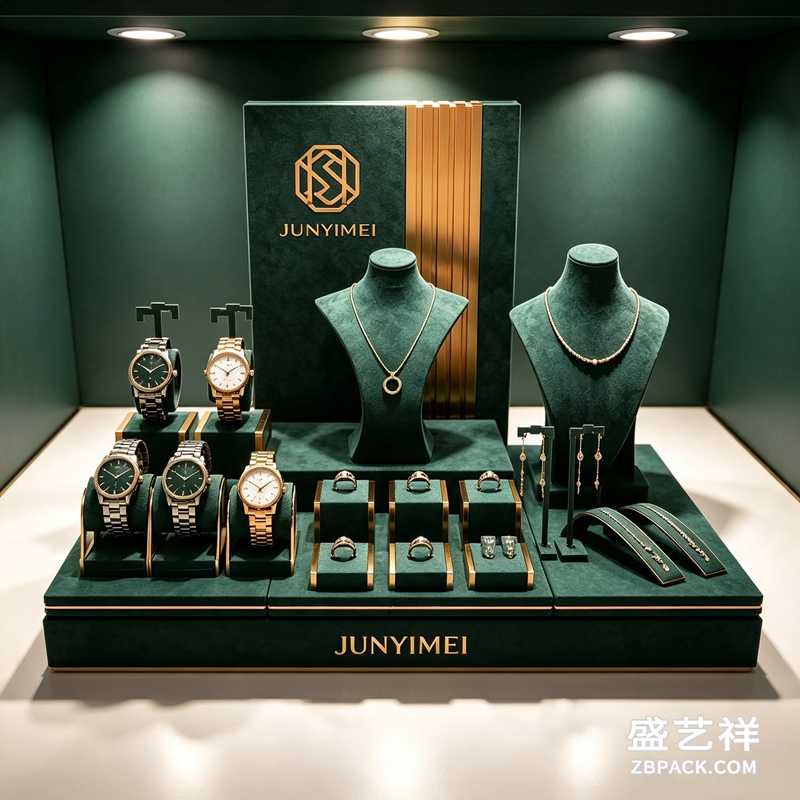墨绿金边手表展示套装CC31 | Emerald & Gold Jewelry Display Set CC31