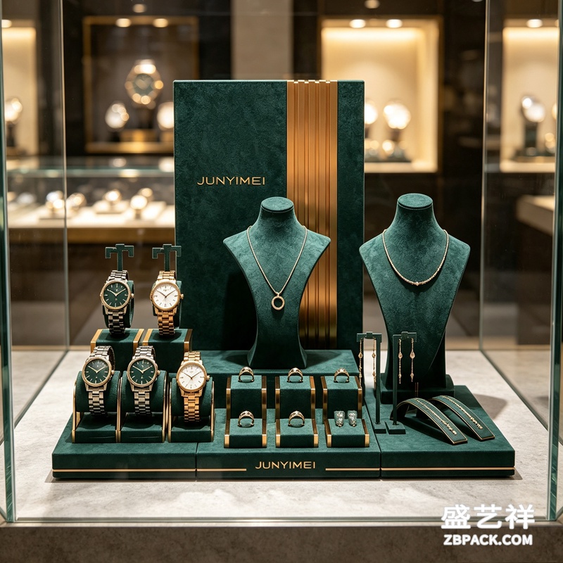 墨绿金边手表展示套装CC31 | Emerald & Gold Jewelry Display Set CC31 - 细节图2