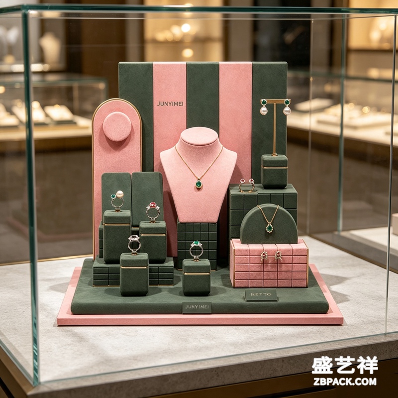 粉绿拼色珠宝陈列套装CC33 | Pink & Green Color-Block Jewelry Display Set CC33 - 细节图2