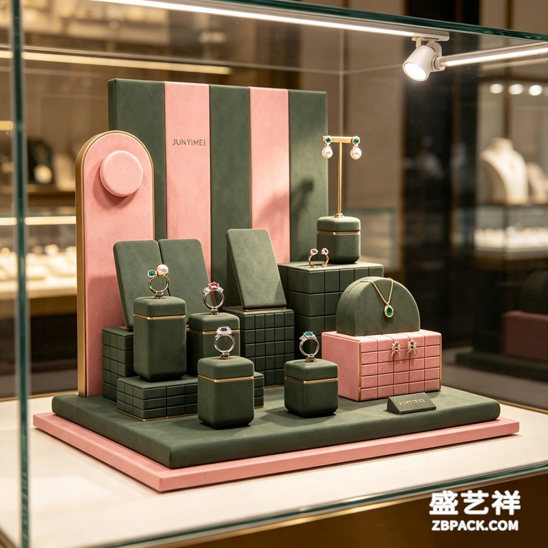 粉绿拼色珠宝陈列套装CC33 | Pink & Green Color-Block Jewelry Display Set CC33 - 细节图3