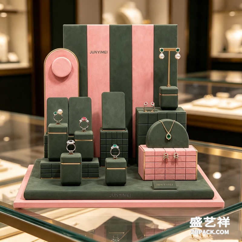 粉绿拼色珠宝陈列套装CC33 | Pink & Green Color-Block Jewelry Display Set CC33 - 细节图4