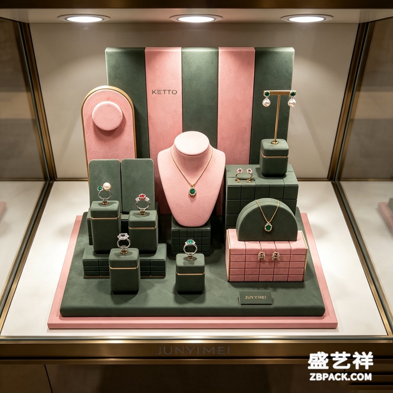粉绿拼色珠宝陈列套装CC33 | Pink & Green Color-Block Jewelry Display Set CC33