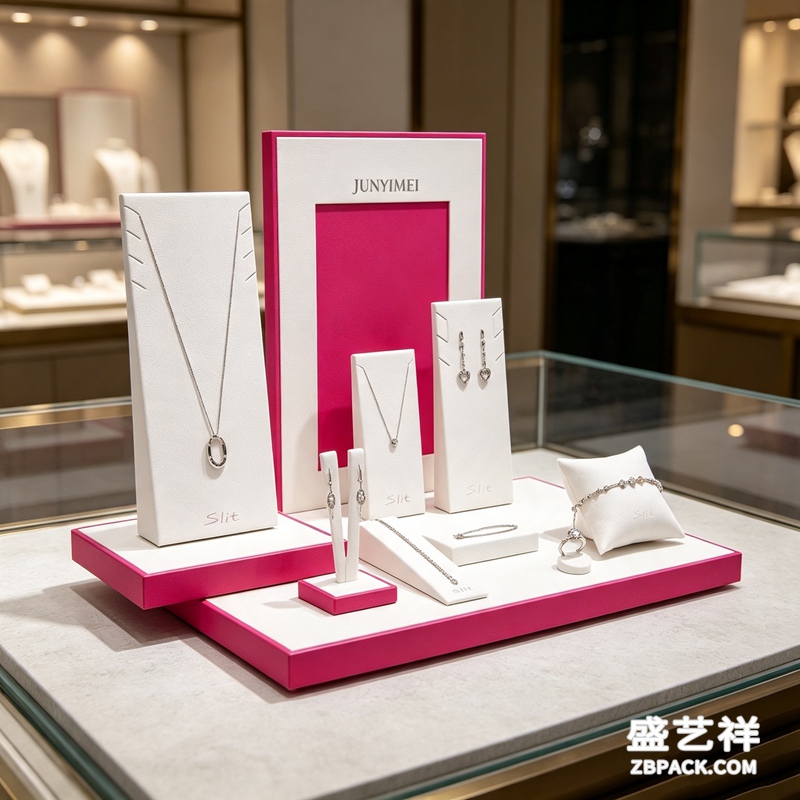 白粉撞色珠宝展示架套装CC34 | White & Pink Color-Block Jewelry Display Set CC34 - 细节图2