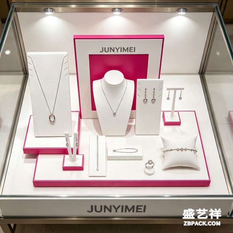 白粉撞色珠宝展示架套装CC34 | White & Pink Color-Block Jewelry Display Set CC34 - 细节图4
