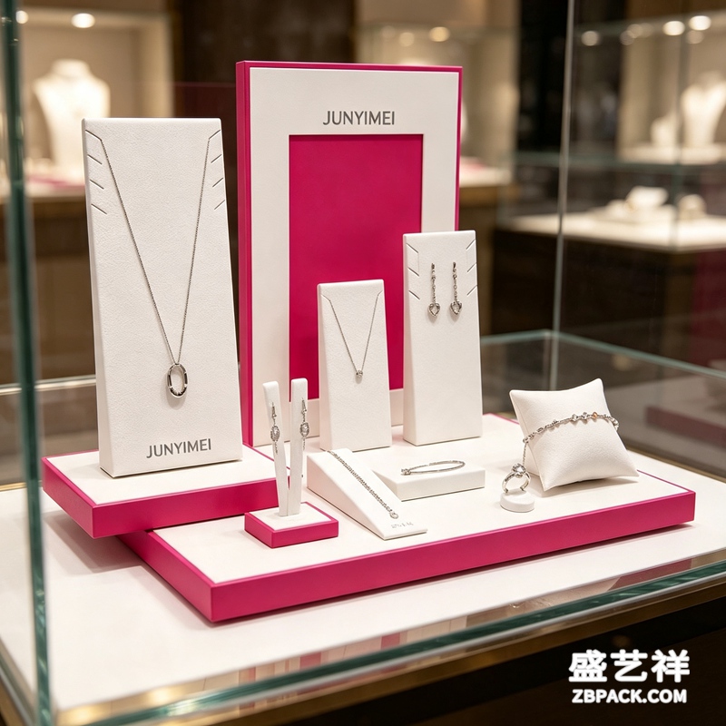 白粉撞色珠宝展示架套装CC34 | White & Pink Color-Block Jewelry Display Set CC34