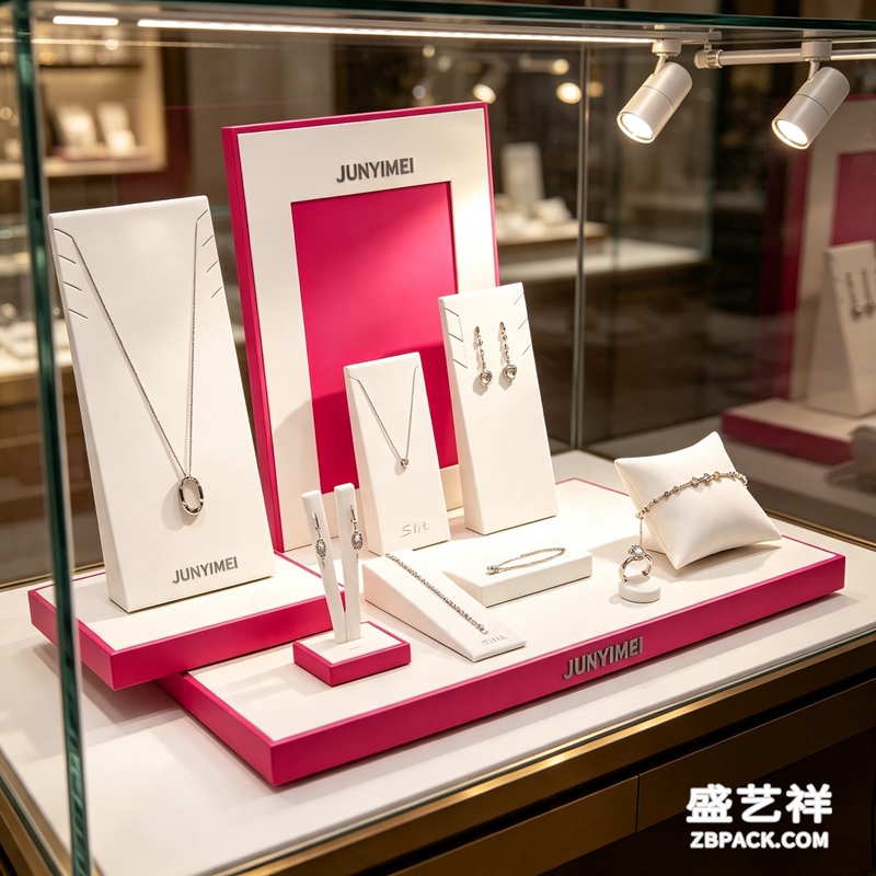 白粉撞色珠宝展示架套装CC34 | White & Pink Color-Block Jewelry Display Set CC34 - 细节图3