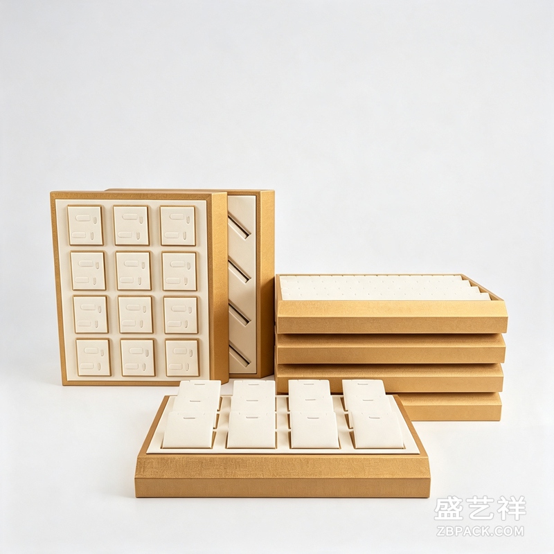 金白绒面首饰展示托盘TP01 | Gold & White Velvet Jewelry Display Tray TP01 - 细节图4