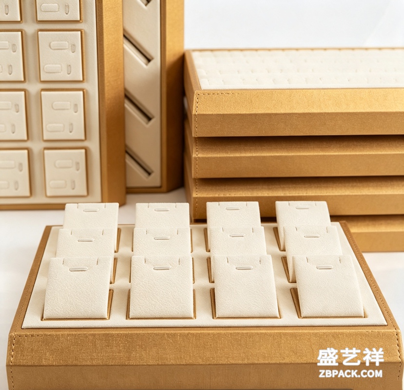 金白绒面首饰展示托盘TP01 | Gold & White Velvet Jewelry Display Tray TP01 - 细节图2