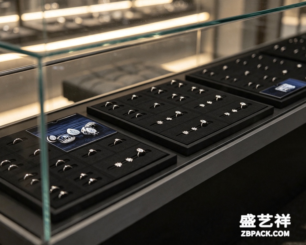 黑超纤多格戒指展示托盘TP02 | Black Velvet Multi-Slot Ring Display Tray TP02 - 细节图2
